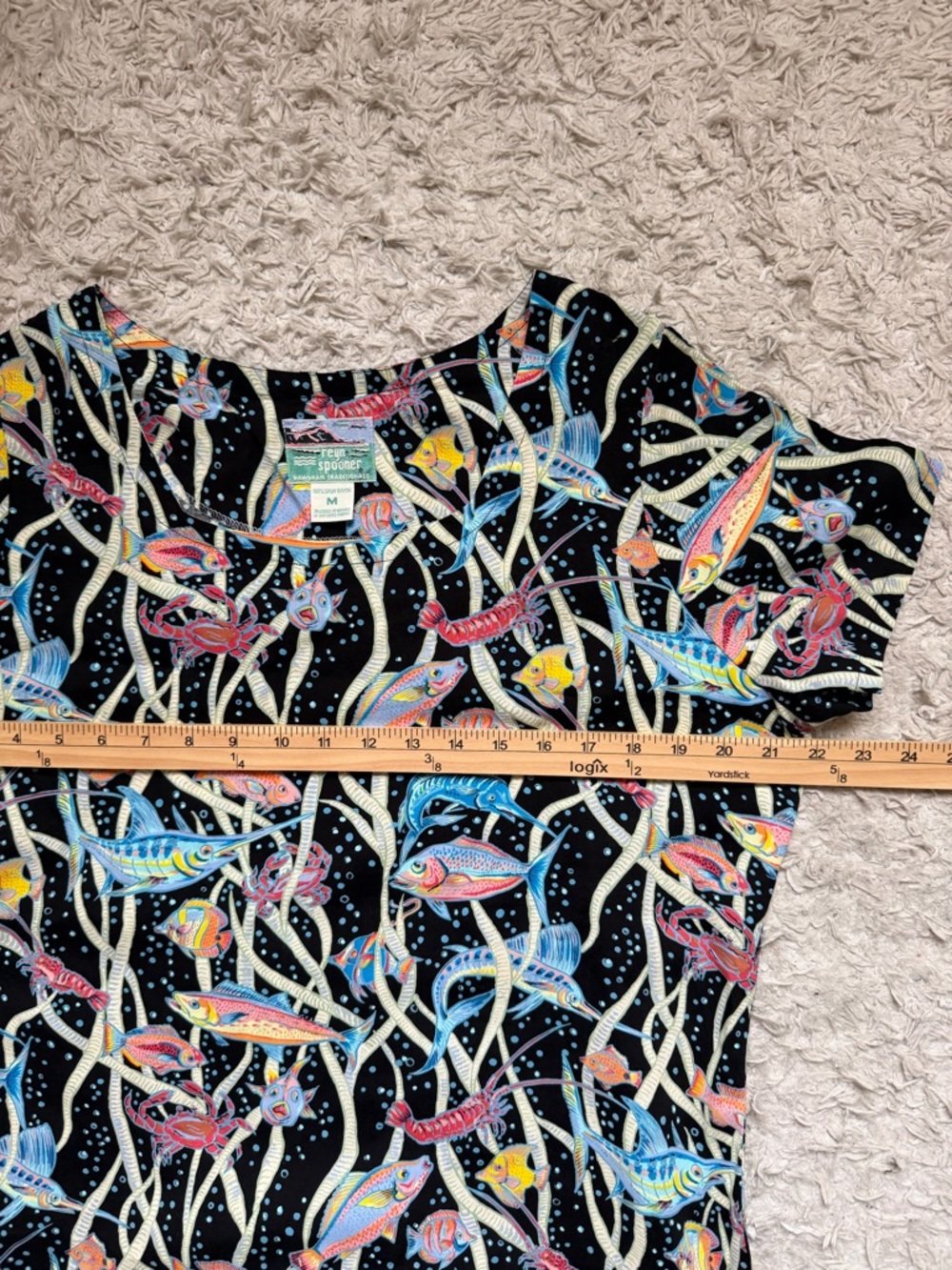 Reyn Spooner Black Maxi Dress with Multicolor Fish Print - Picture 6 of 7